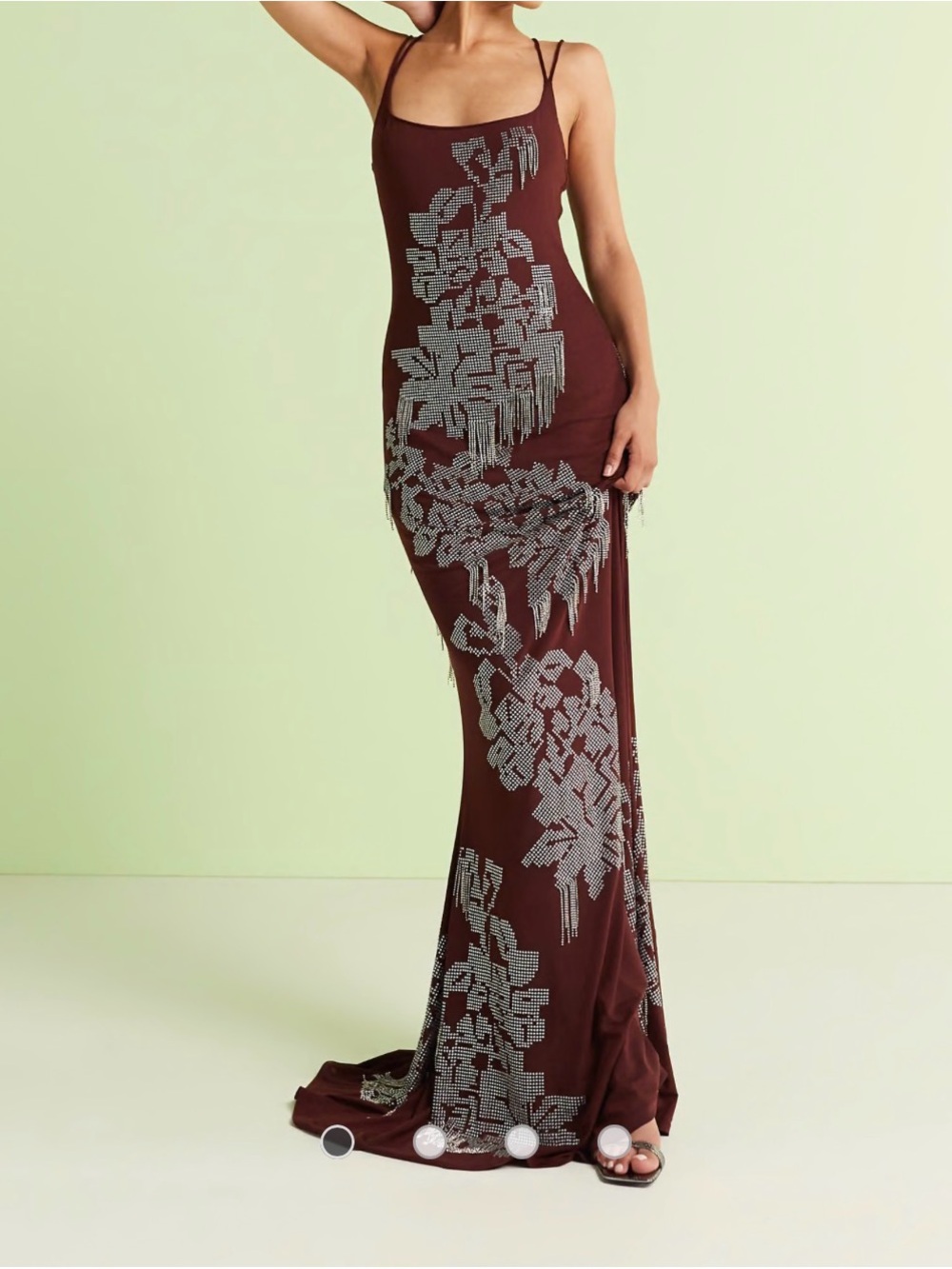 ASOS Design  Brown Embellished Slip Maxi Dress